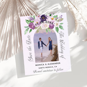 Violet bloemen foto bruiloft budget bespaar de dat flyer