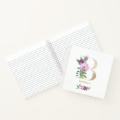 Violet Bloemen Gouden Folie Letter B Monogram Notitieboek (Binnen)