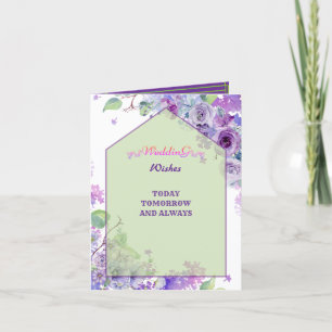 Violet Bloemen Huwelijksgroeten Wishing Congrates Bedankkaart