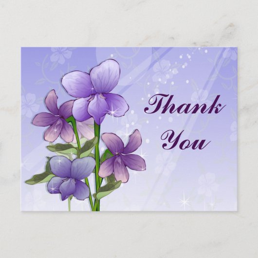 Violet bloemen kunst print dank u briefkaart (Voorkant)