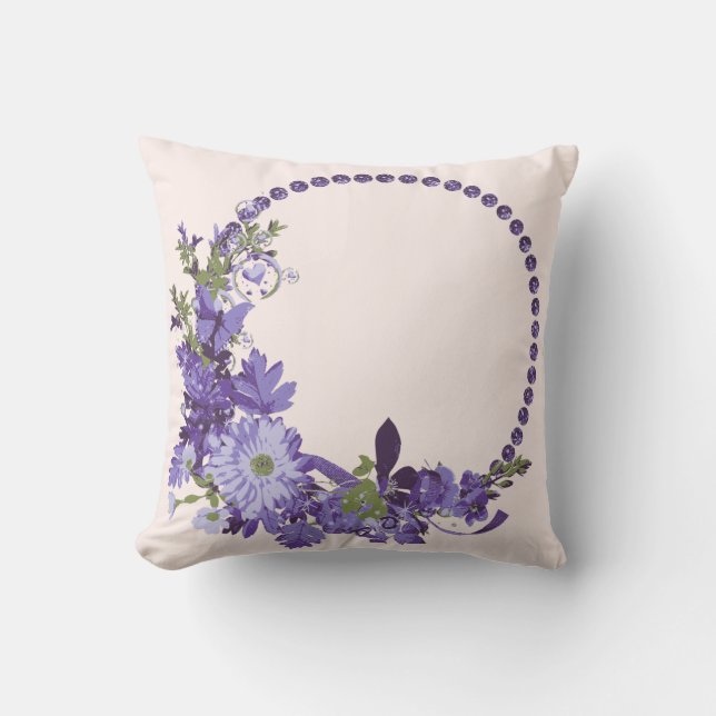 Violet Bloemen   Kussen (Voorkant)
