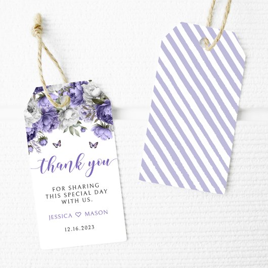 Violet bloemenbruiloft dank u gunst cadeau labels cadeaulabel