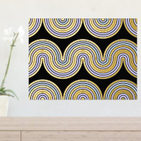 Violet Blue Abstract Wave Lines Art Pattern Gold