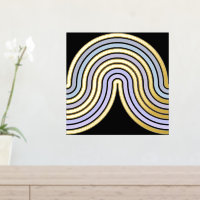 Violet Blue Abstract Wave Lines Art Pattern Gold