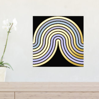 Violet Blue Abstract Wave Lines Art Pattern Gold Folie Afdrukken