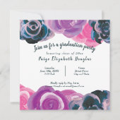 Violet, Blue Botanical Rozen Graduparty Kaart (Voorkant)