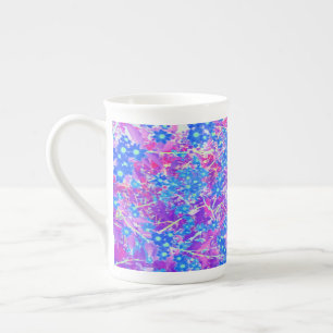 Violet Blue en Lime Green Flowers Porselein Kop