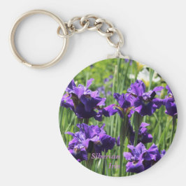 Violet Blue en White Siberian Iris Sleutelhanger