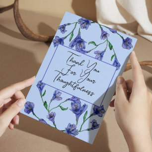 Violet Blue Floral Waterverf Wedding Bedankkaart