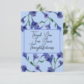 Violet Blue Floral Waterverf Wedding Bedankkaart (Staand voorkant)
