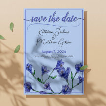 Violet Blue Floral Waterverf Wedding