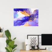 Violet Blue Oranje Abstract alcoholinkt Poster (Thuiskantoor)