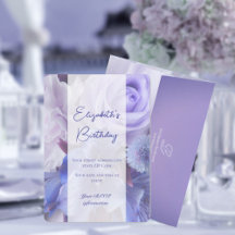 Violet Blue Roos Verjaardag Uitnodiging Kaart