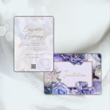 Violet Blue Roos Verjaardagsfeestje Uitnodiging