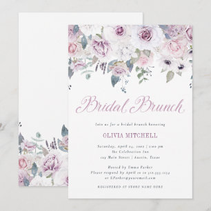 Violet Blush   Floral Bridal Brunch Kaart