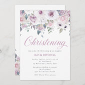 Violet Blush Floral | Christening Kaart (Voorkant / Achterkant)
