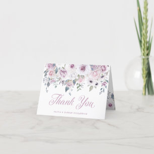 Violet Blush Floral Wedding Bedankkaart
