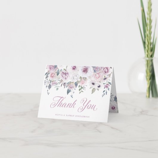 Violet Blush | Floral Wedding Bedankkaart (Voorkant)