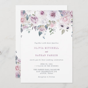 Violet Blush   Floral Wedding Kaart