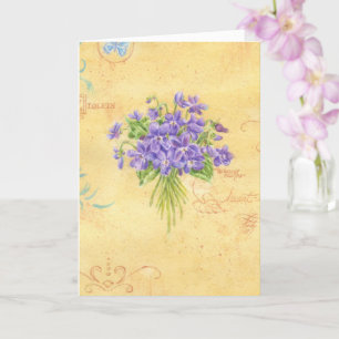 Violet Boeket Blank Note Kaart