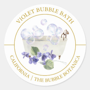 Violet Bubble Bath-label Ronde Sticker