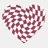 Violet Burgundy Wedding Collectie Checkered Hart Sticker (Voorkant)