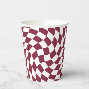 Violet Burgundy Wedding Collectie Checkered Papieren Bekers