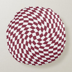 Violet Burgundy Wedding Collectie Checkered Rond Kussen
