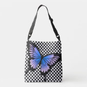 Violet Butterfly Checker Cross Body Canvas tas (Achterkant)