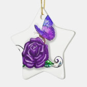 Violet Butterfly en Roos design Keramisch Ornament (Links)