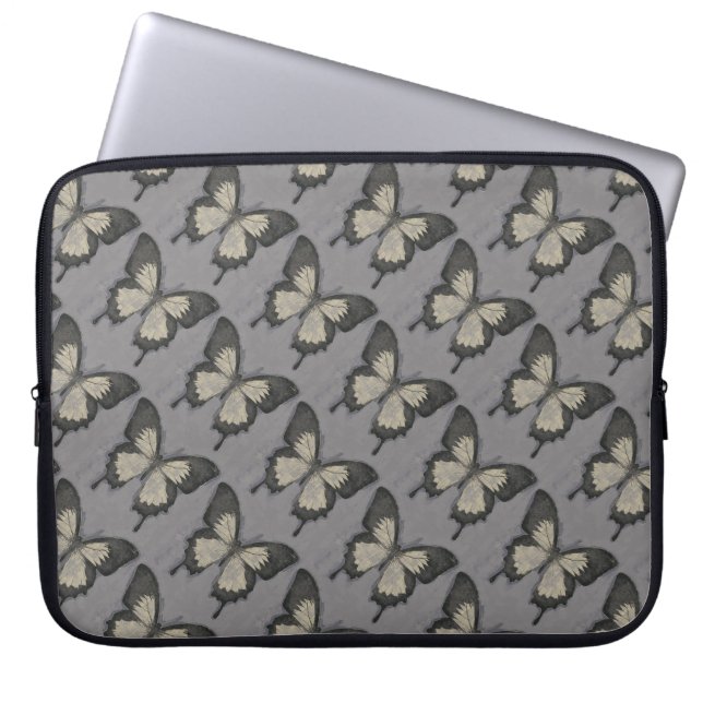  Violet Butterfly Patroon Laptop Sleeve (Voorkant)