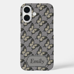  Violet Butterfly Pattern - Gepersonaliseerd iPhone 16 Hoesje