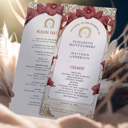 Violet Calla Lilies Wedding Program Art Nouveau Programma