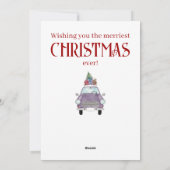 Violet Car met kerstcadeautjes Kaart (Achterkant)