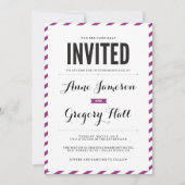 Violet Carnival Stripes Moderne Weddenschap Kaart (Voorkant)