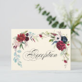 Violet | Carte d'accueil Marine Blue Floral Weddin (Debout devant)