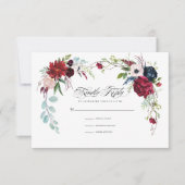 Violet | Carte RSVP marine Blue Floral Wedding (Devant)