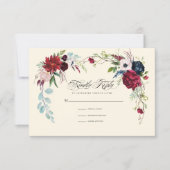 Violet | Carte RSVP marine Blue Floral Wedding (Devant)
