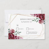Violet | Carte RSVP Marsala Red Floral Wedding (Devant)