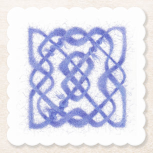 VIOLET CELTIC KNOT Scalloped Square Paper Onderzet Kartonnen Onderzetters
