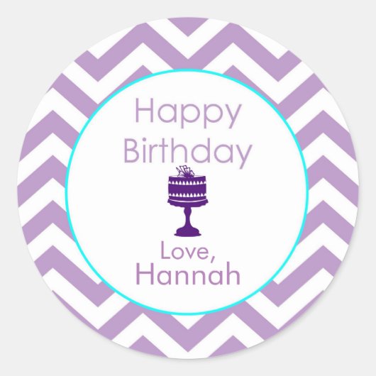Violet Chevron Aangepaste Birthday Stickers (Voorkant)