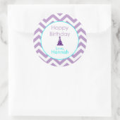 Violet Chevron Custom Happy Birthday Stickers (Sac)