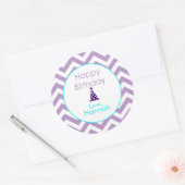 Violet Chevron Custom Happy Birthday Stickers (Enveloppe)