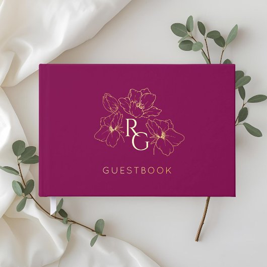 Violet | Chic Monogram Mariage livre d'hôtes
