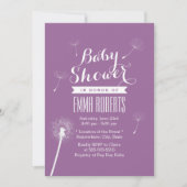 Violet classique Dandelion Baby Shower Invitations (Devant)