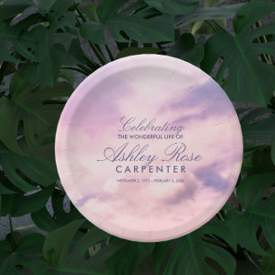 Violet Clouds Celebration of Life Memorial Papieren Bordje