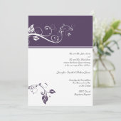 Violet Color Band Vine Scroll Weddenschap Kaart (Staand voorkant)