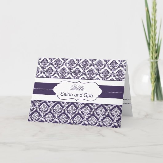 violet damask Business Thank You Cartes (Devant)