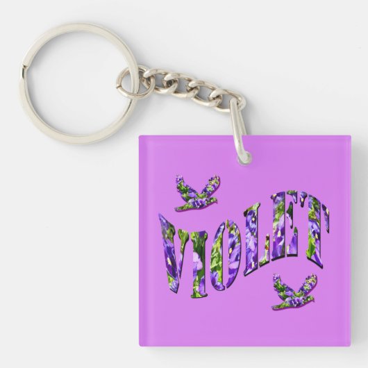 Violet, dames, met Paarse pansieën, Sleutelhanger (voorkant)