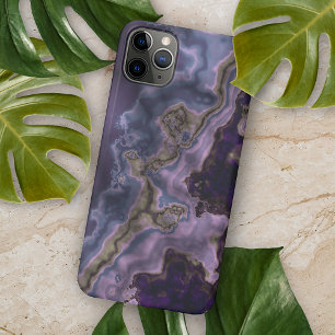 Violet Dark Paarse grijze bruine geode marmer Art iPhone 11 Pro Max Hoesje